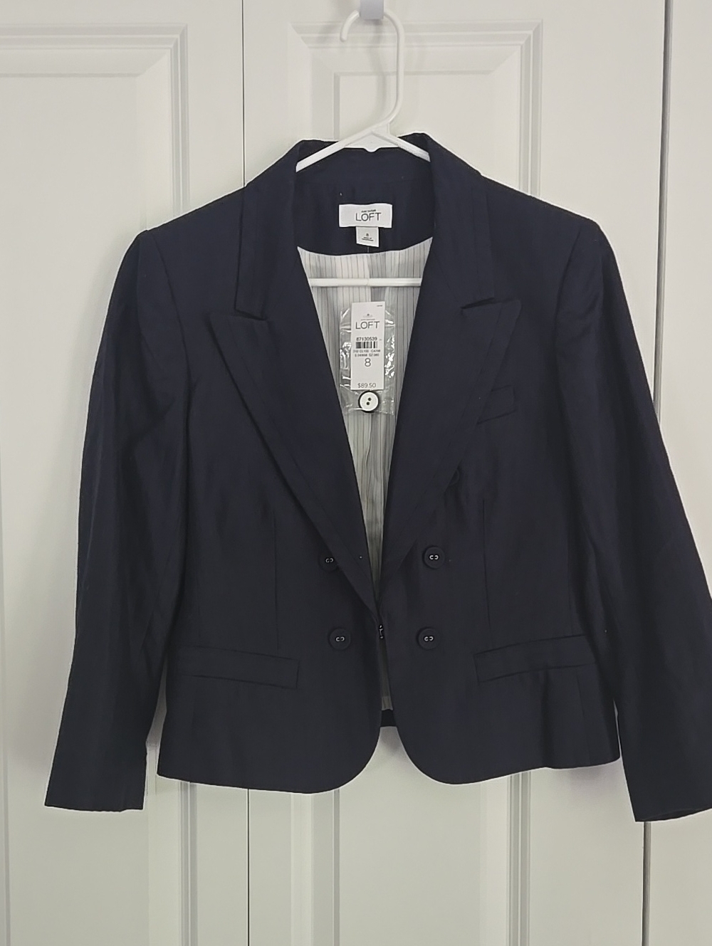 NWT LOFT Navy Cotton Blend Women's Blazer 8